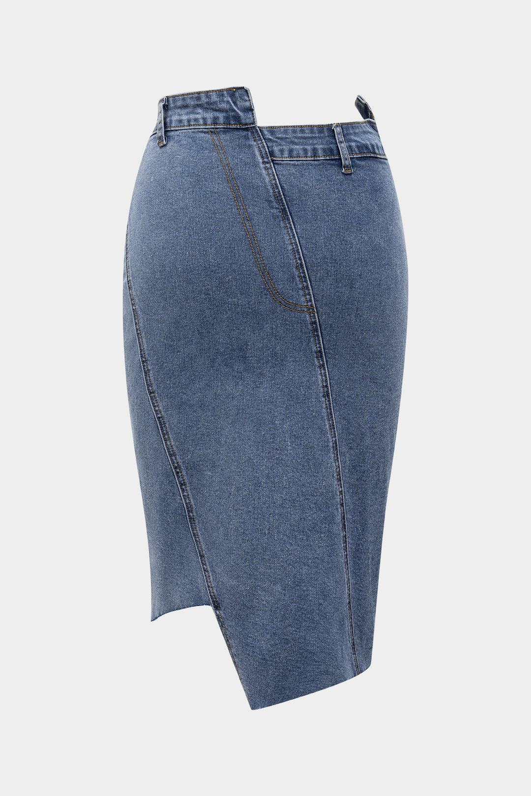"Denim Asymmetry Button Skirt"