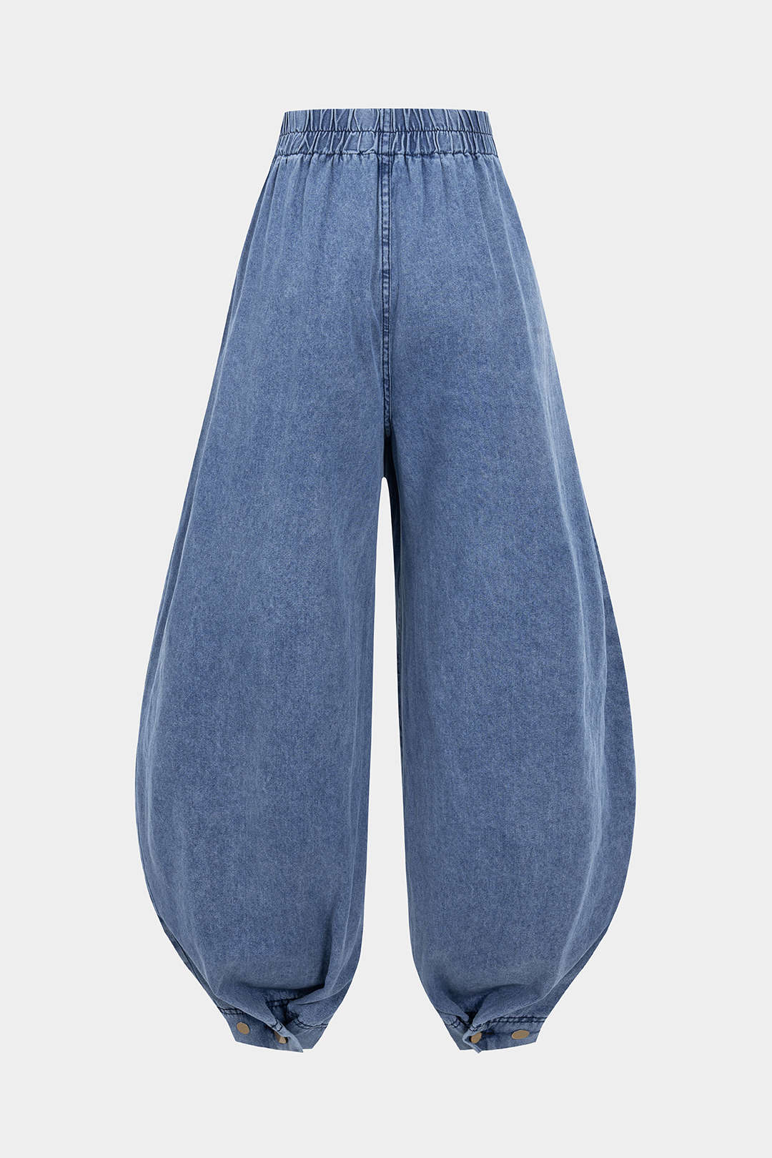 "Denim High Waist Zipper Barrel Balloon Jeans"