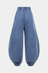 "Denim High Waist Zipper Barrel Balloon Jeans"