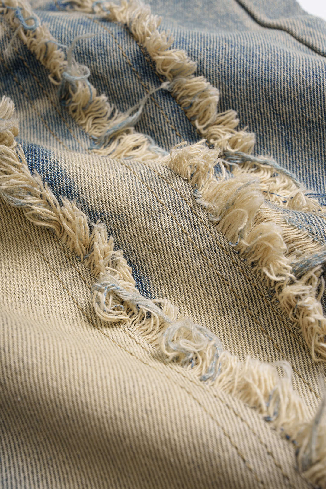 "Denim Frayed Straight Leg Jeans"