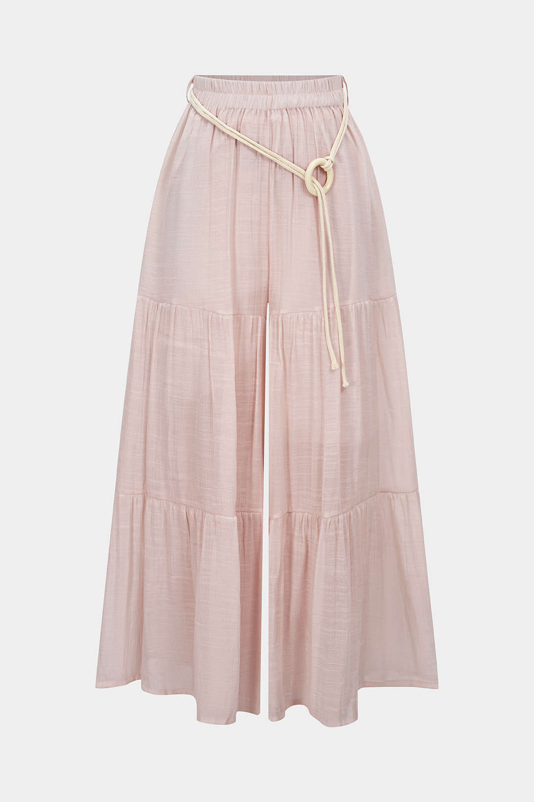 "Belted Ruched High Waist Wide Leg Pants"