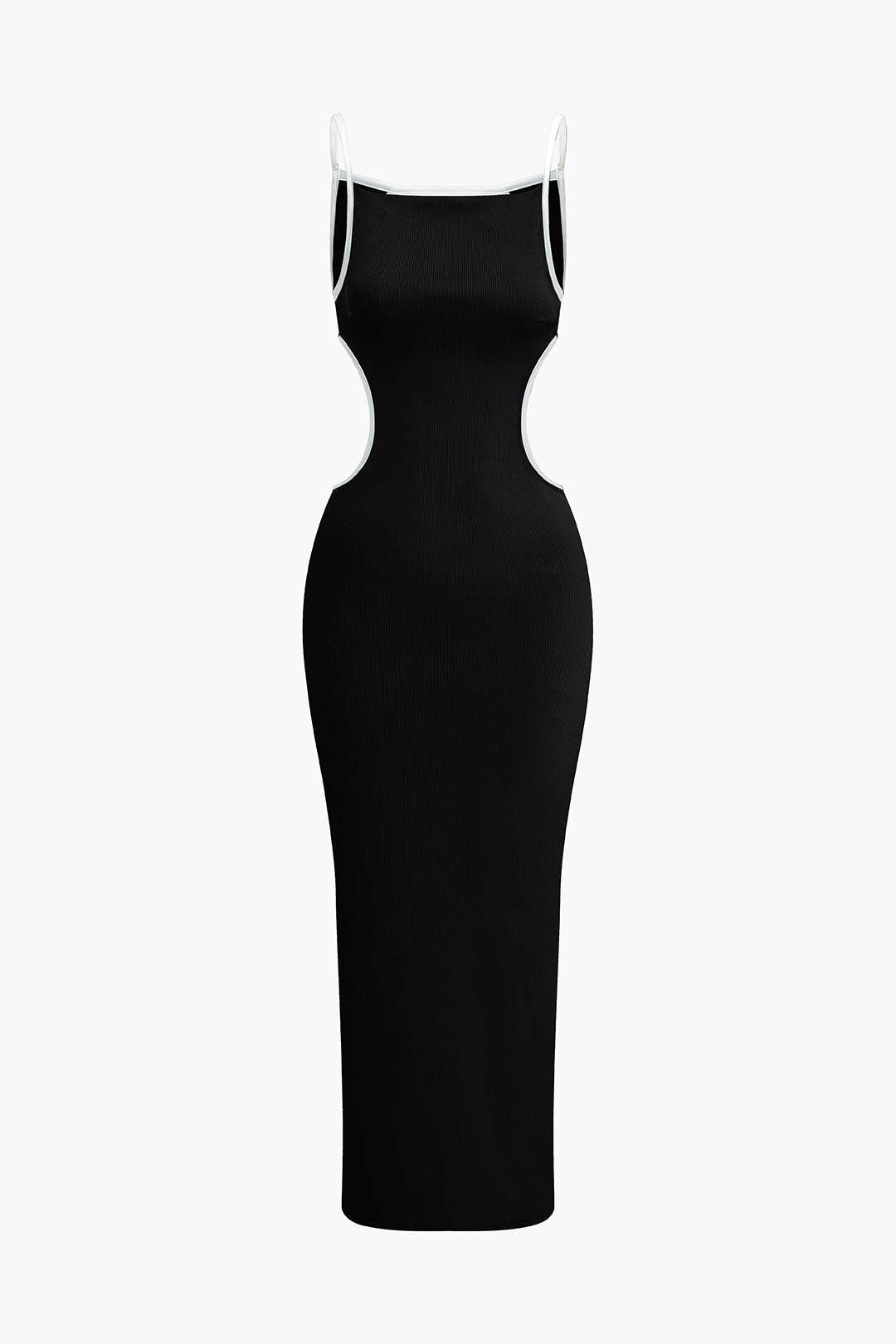 "Contrast Cut Out Backless Slip Maxi Dress"