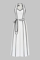 "Contrast Binding V-Neck Tie-Up Sleeveless Jumpsuit"