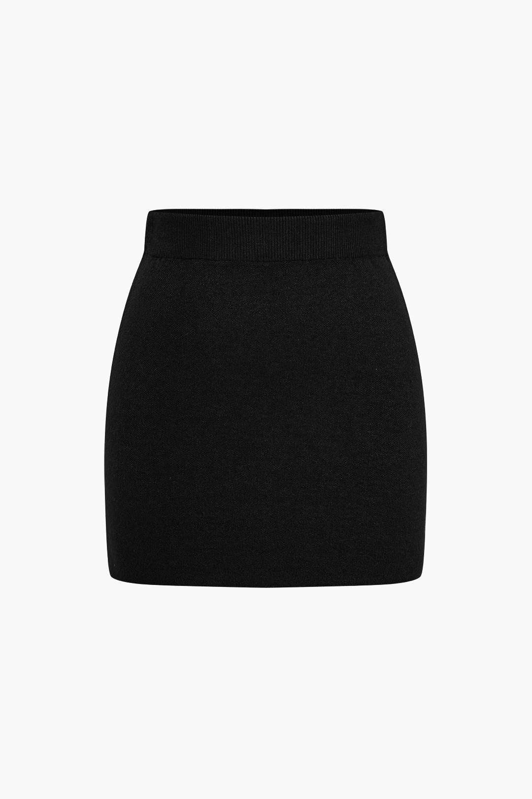 "Basic Solid Knit Mini Skirt"