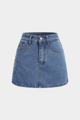"Denim Asymmetrical Pocket Shorts"