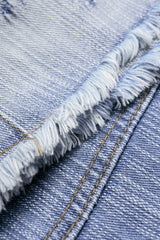 "Denim Contrast Asymmetrical High Waist A-Line Skirt"
