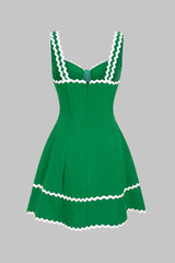 "Contrast Binding Zipper Slip Sleeveless Mini Dress"