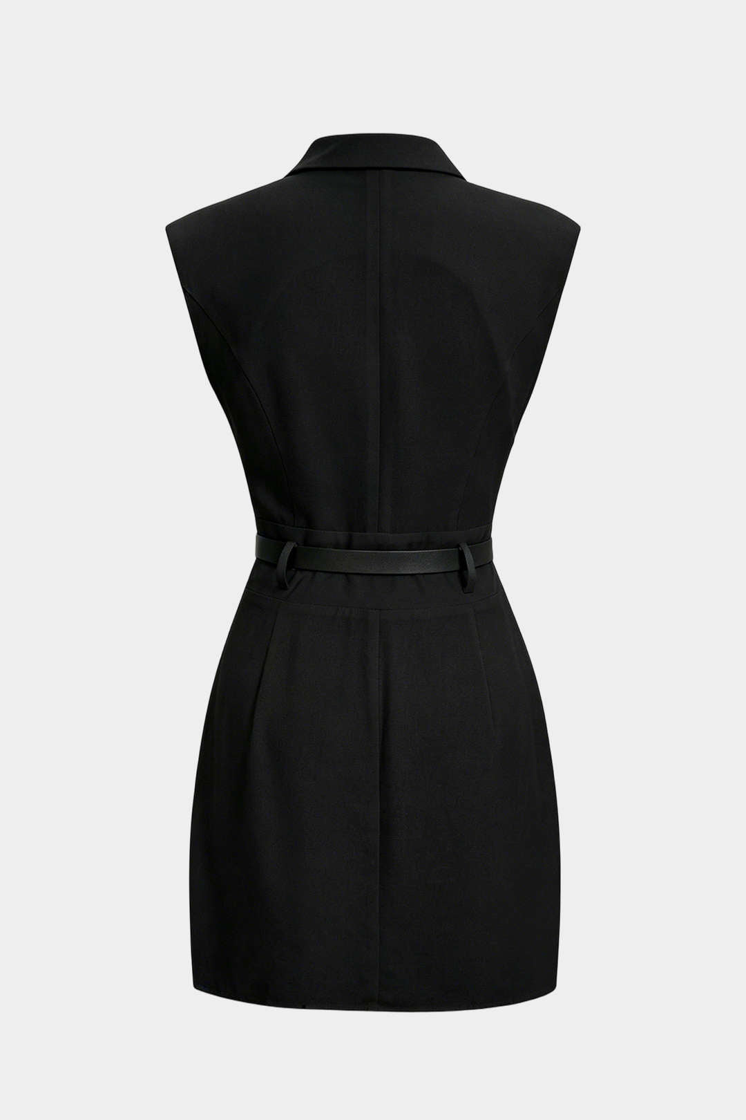 "Asymmetrical Ruched Belted Sleeveless Mini Dress"