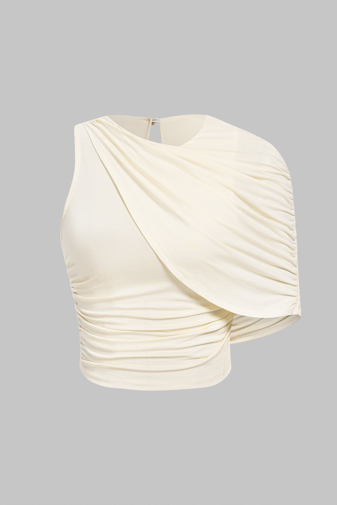 "Asymmetrical Ruched Sleeveless T-Shirt"