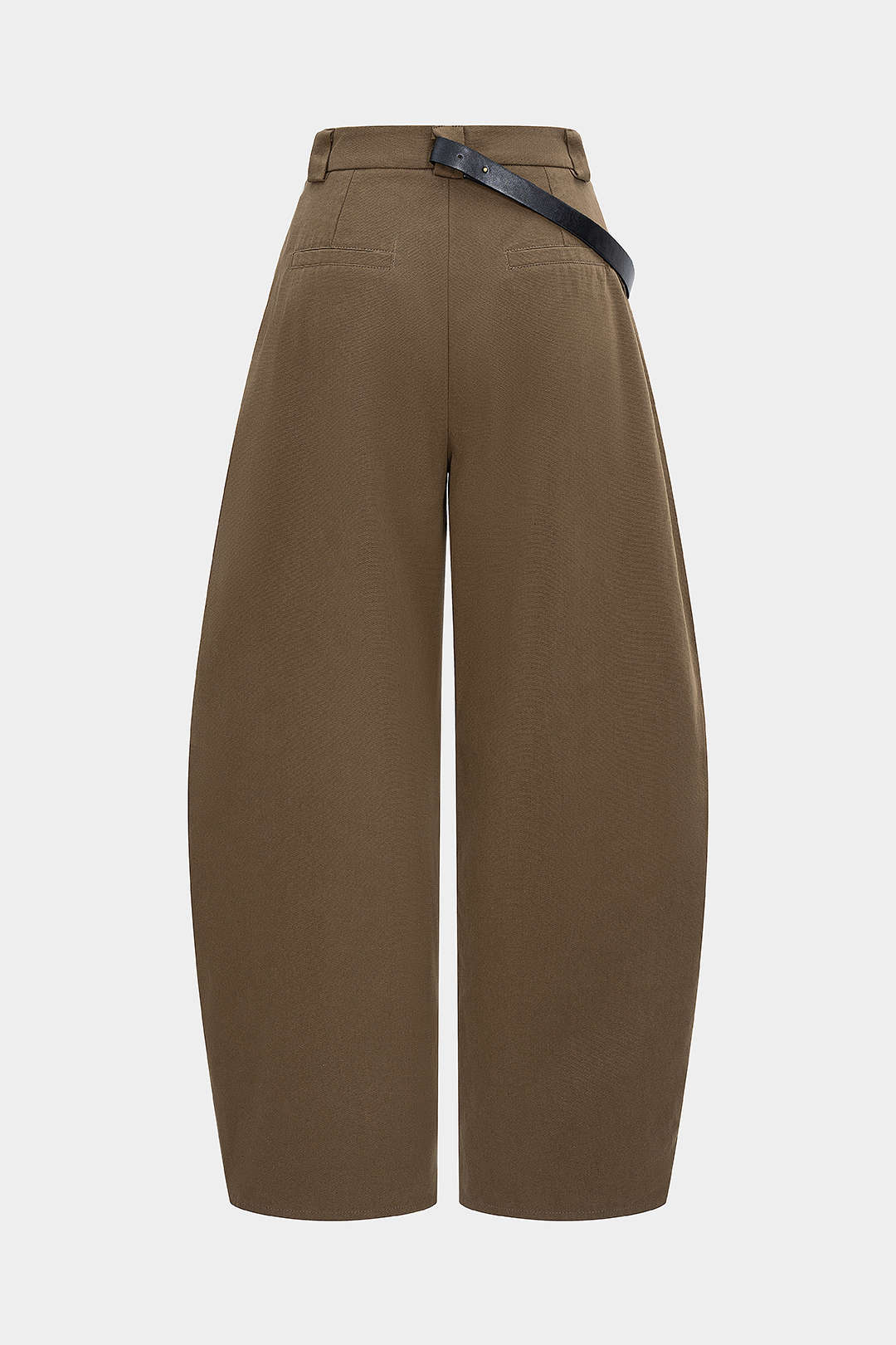 "Asymmetrical Metallic Decor Barrel Trousers"