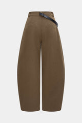 "Asymmetrical Metallic Decor Barrel Trousers"