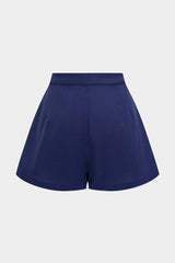 "Asymmetrical Button Ruched Shorts"