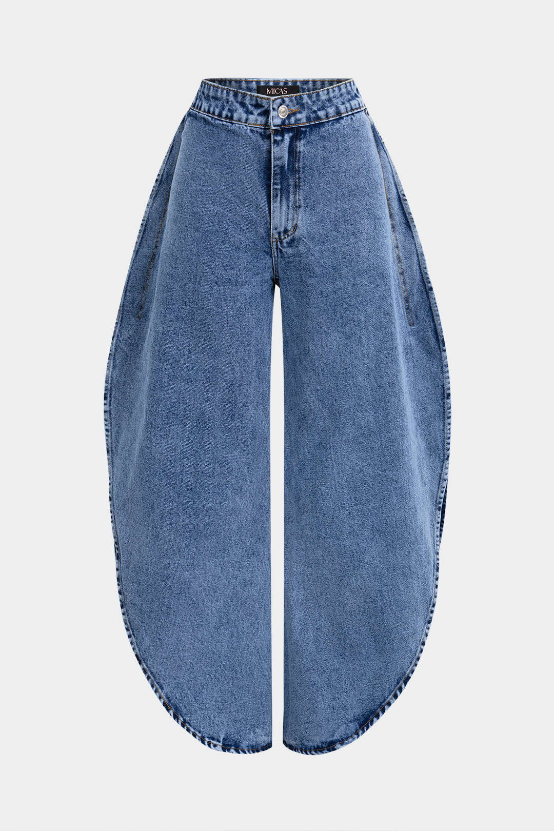 "Denim Button Barrel Jeans"