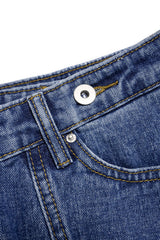 "Denim Asymmetrical High Waist Skirt"