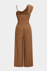 "Asymmetrical Ruched Cut Out Sleeveless Jumpsuit"