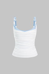 "Contrast Twist Knot Ruched Cami Top"