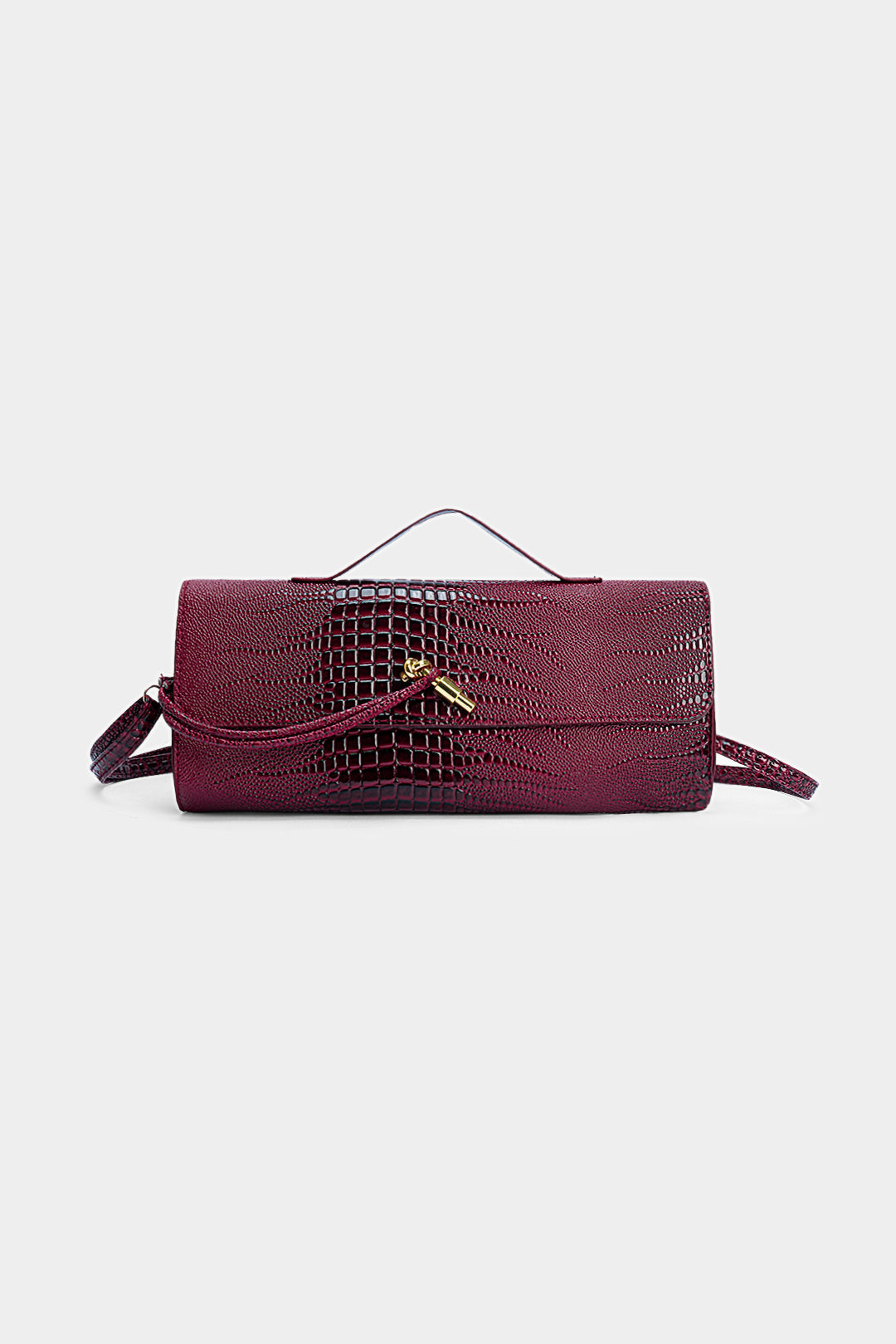 "Crocodile Skin Pattern Faux Leather Clutch Bag"
