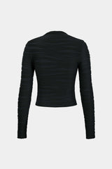 "Basic Textured Long-Sleeve Top"
