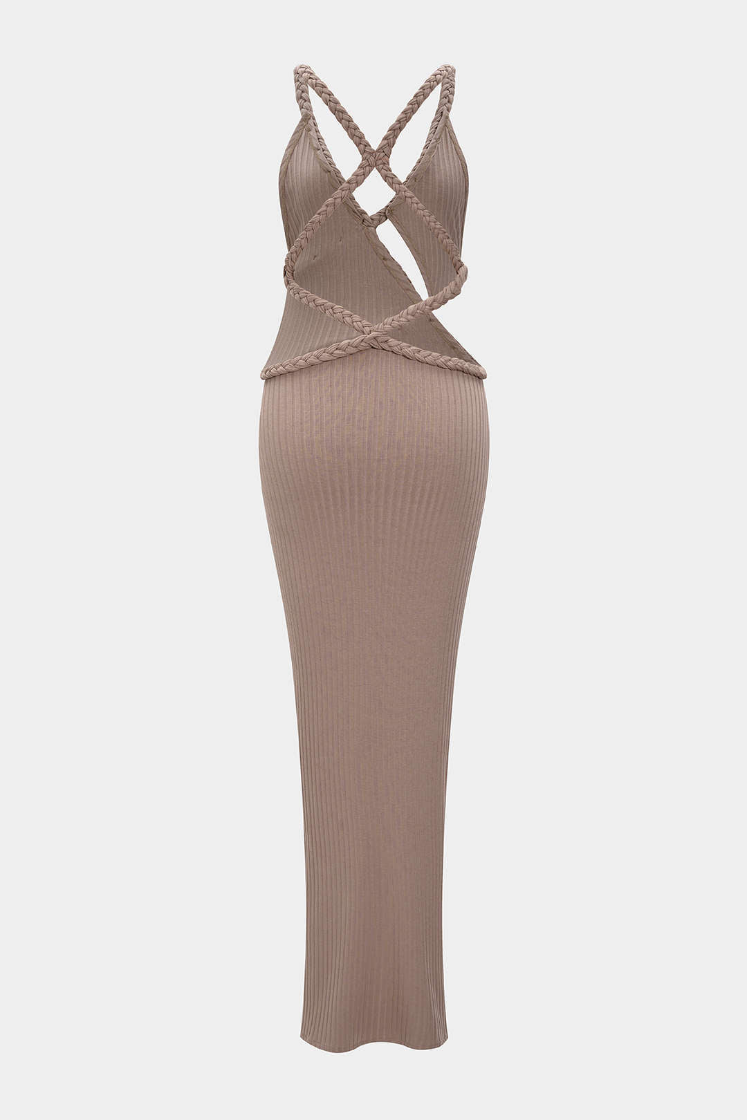 "Asymmetrical Braided Backless Sleeveless Maxi Dress"