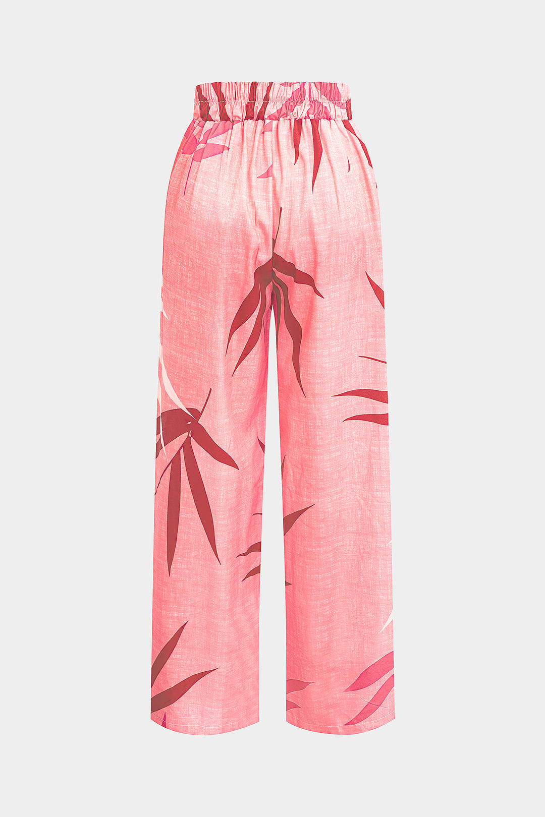 "Bamboo Leaf Print Knot Cami Top And Pants Set"