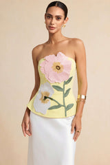 "3D Floral Embroidery Tube Top"