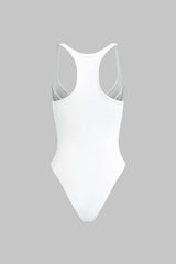 "Basic Solid Deep-V Neck Bustier Sleeveless Bodysuit"