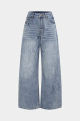 "Denim High Waist Wide Leg Jeans"