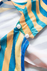 "Contrast Stripe Print Tie-Up Tank Top"
