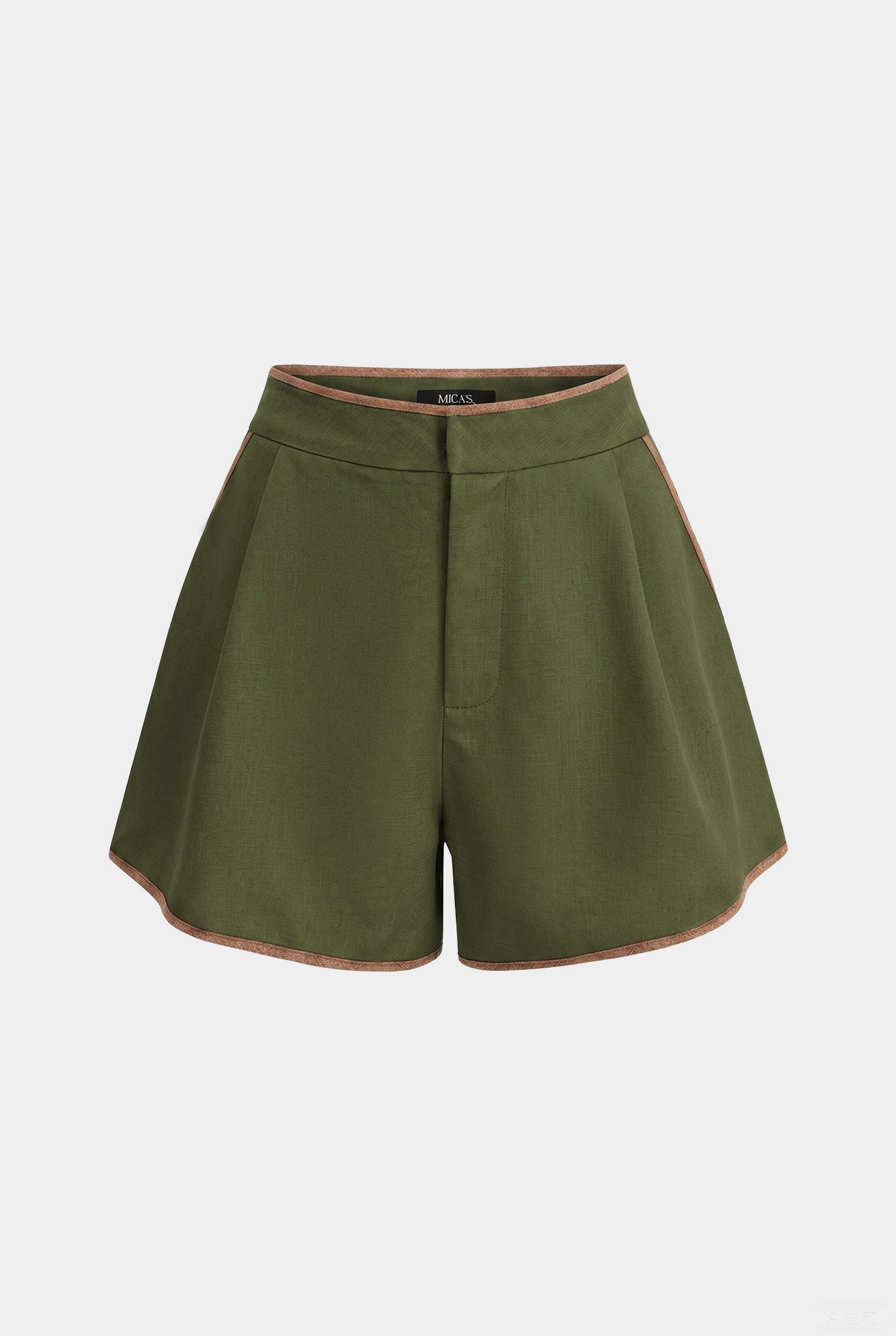 "Contrast Binding High Waist Shorts"
