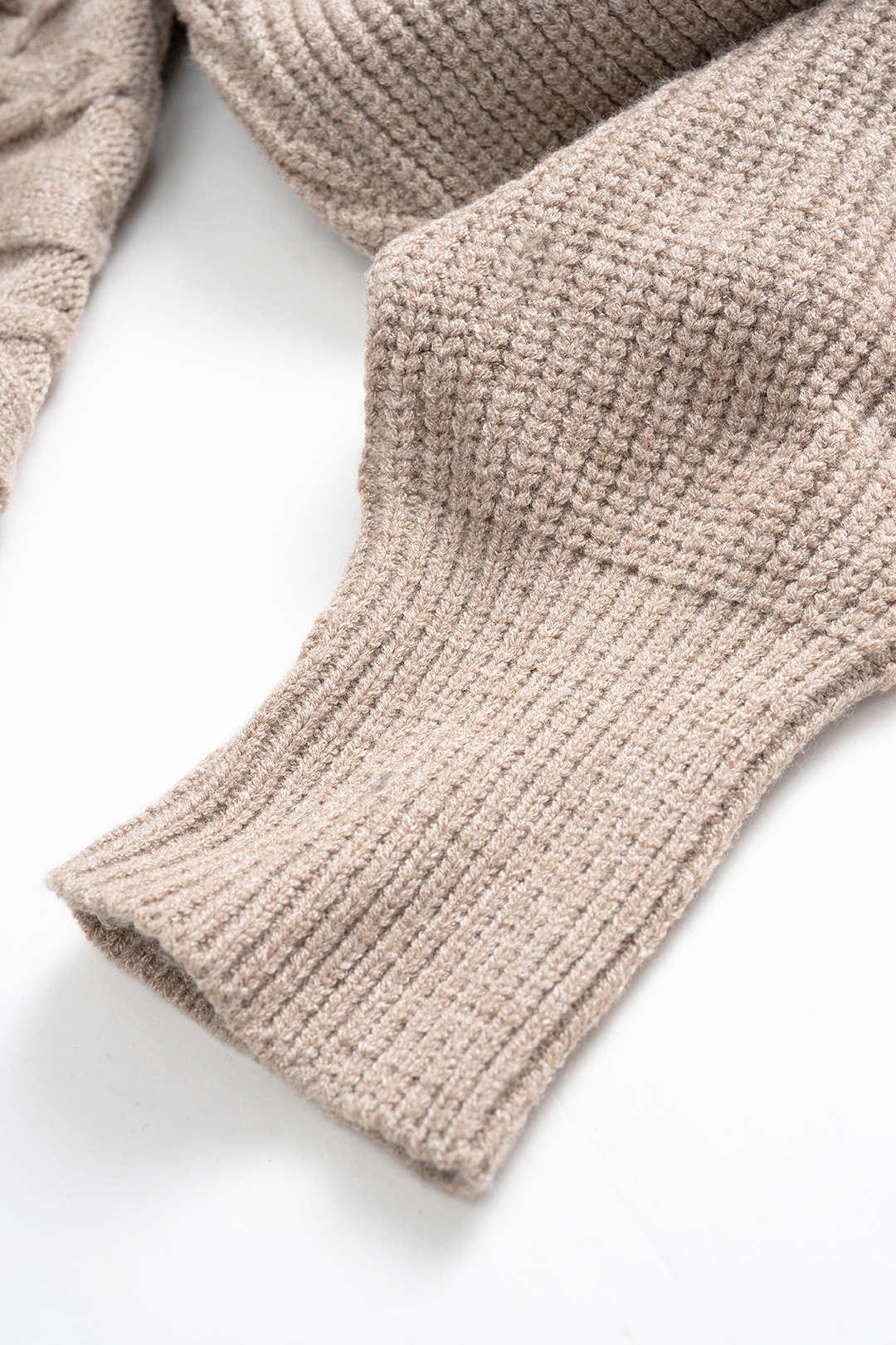"Cable Knit Crossed V-Neck Long-Sleeve Top"