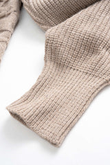 "Cable Knit Crossed V-Neck Long-Sleeve Top"