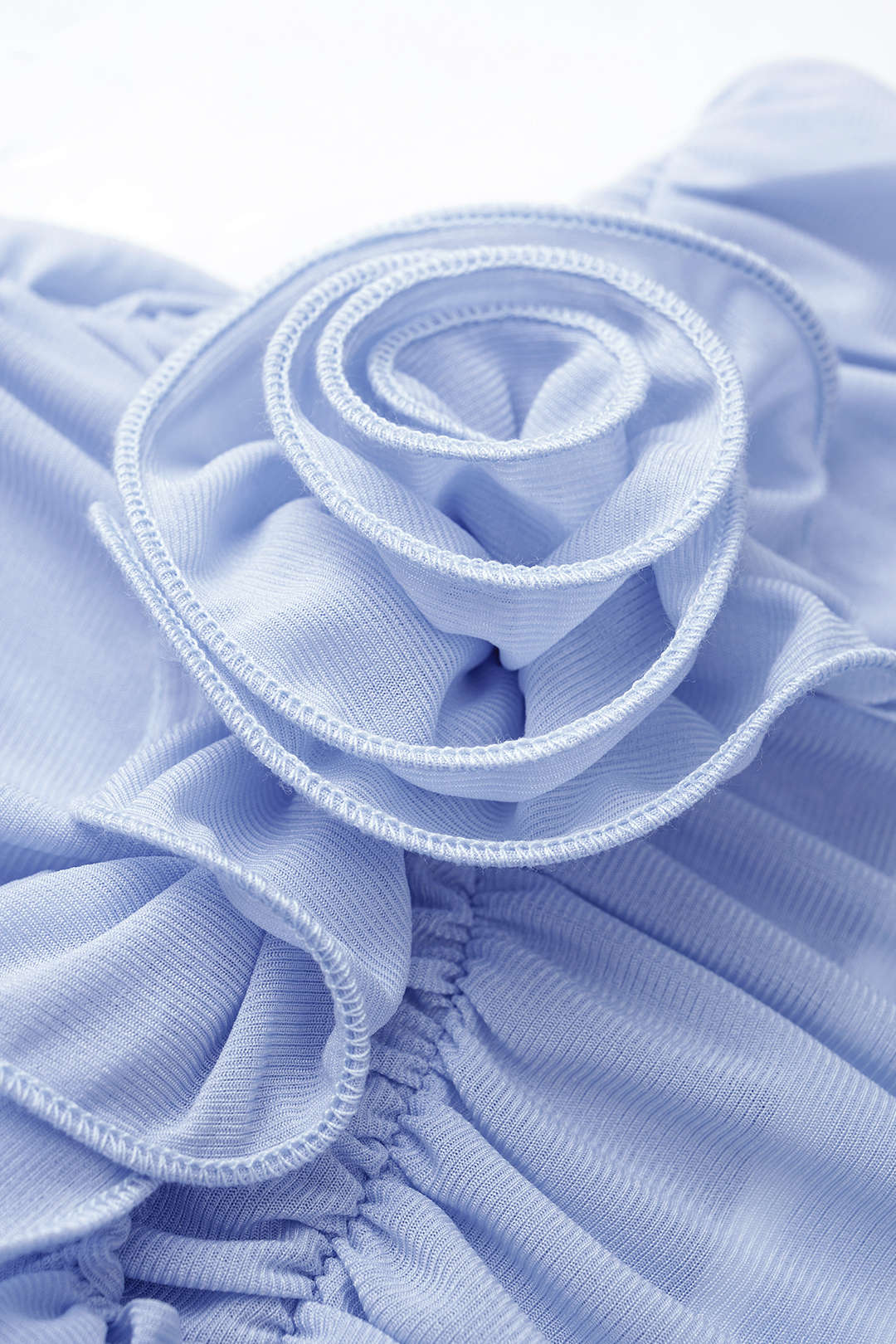 "3D Flower Mock Neck Ruched Zipper Short Sleeve T-shirt"