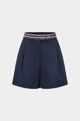 "Contrast Trim Wide Leg Shorts"