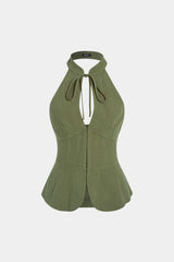 "Cut Out Tie-Up Backless Tank Top"