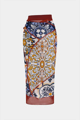 "Contrast Print Chiffon Bikini Bottom"