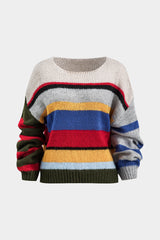 "Basic Knit Color Block Long-Sleeve Top"