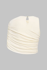 "Asymmetrical Ruched Sleeveless T-Shirt"