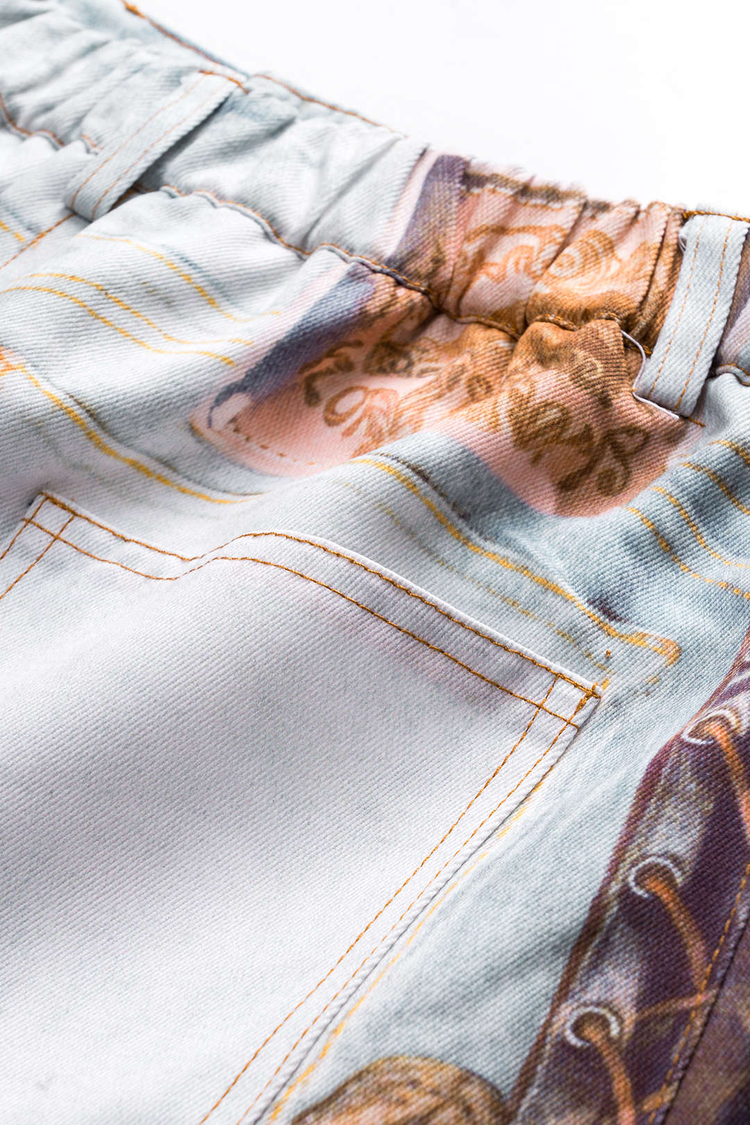 "Abstract Print Ruched Button Pocket Skirt"