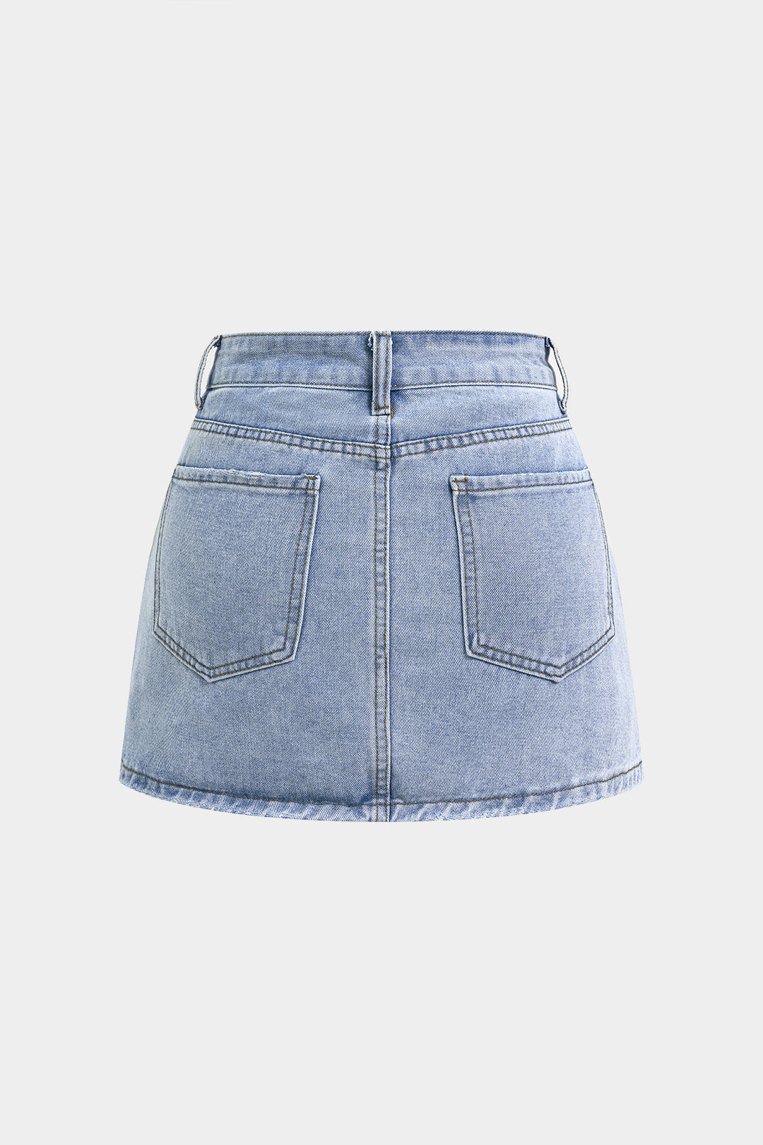"Denim Asymmetrical Pocket Skirt"
