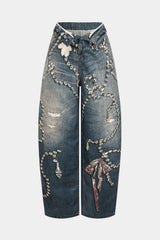 "Artistic Print High Waist Wide Leg Pants"