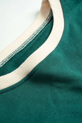"Contrast Binding Long-Sleeve Top And Drawstring Skirt Set"