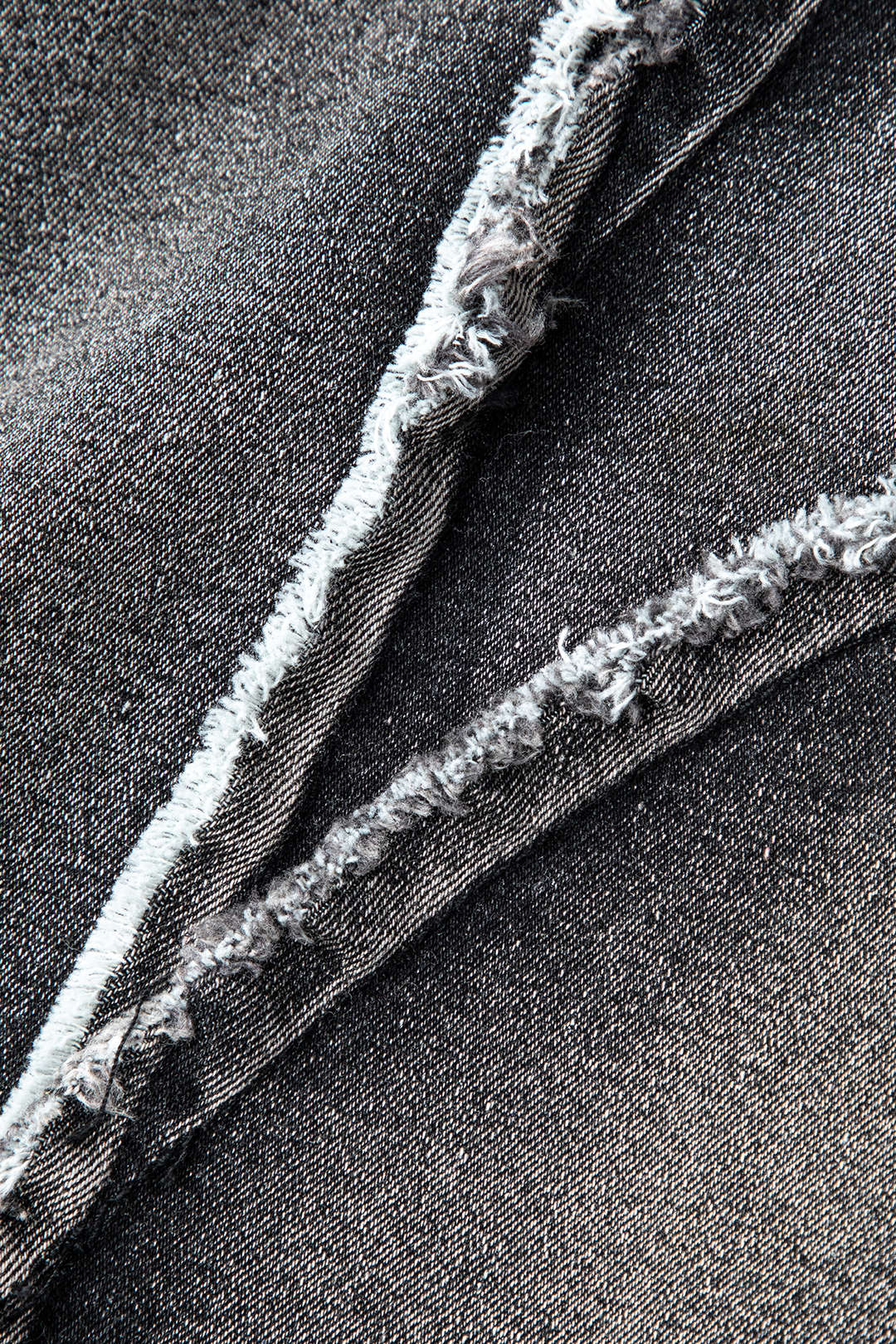 "Asymmetric Frayed Denim Mini Dress"
