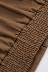 "Button Ruched Short-Sleeve Shirt"