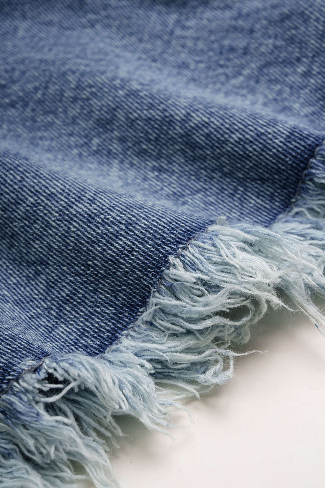 "Denim Frayed Wide Leg Shorts"