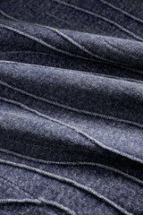 "Denim Button Smocked Ruched Outerwear"