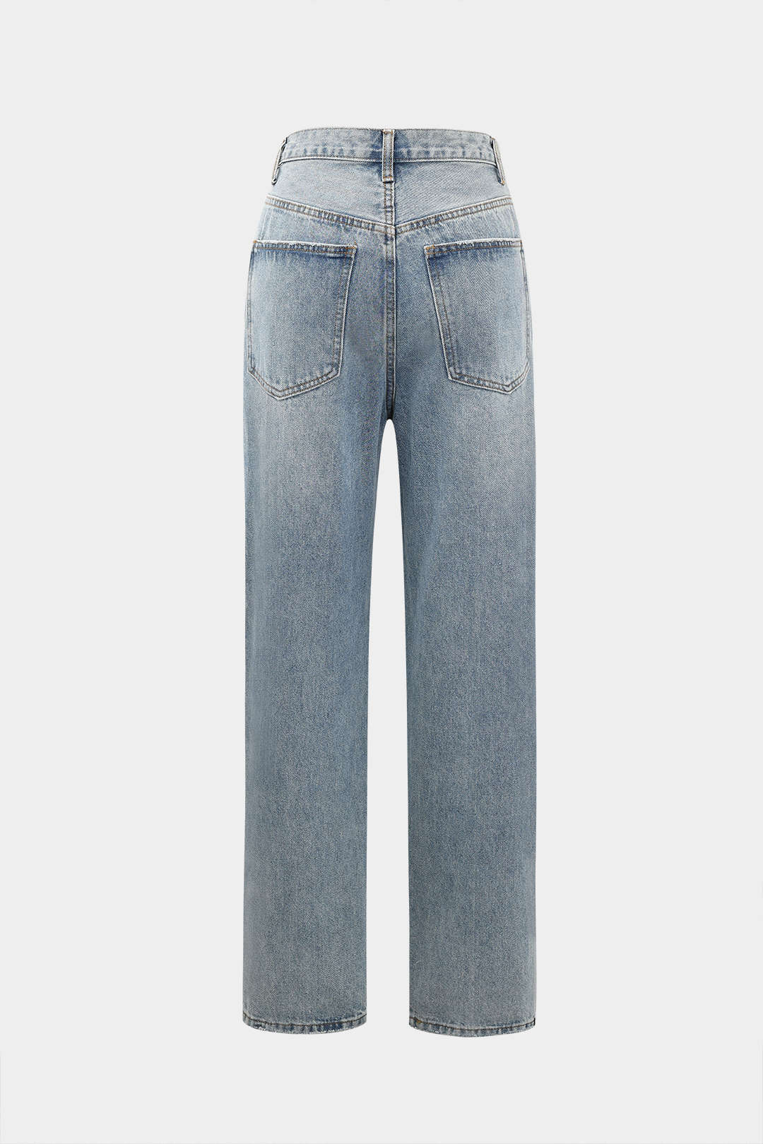 "Asymmetric Waist Straight Leg Jeans"