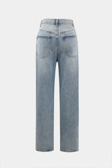 "Asymmetric Waist Straight Leg Jeans"