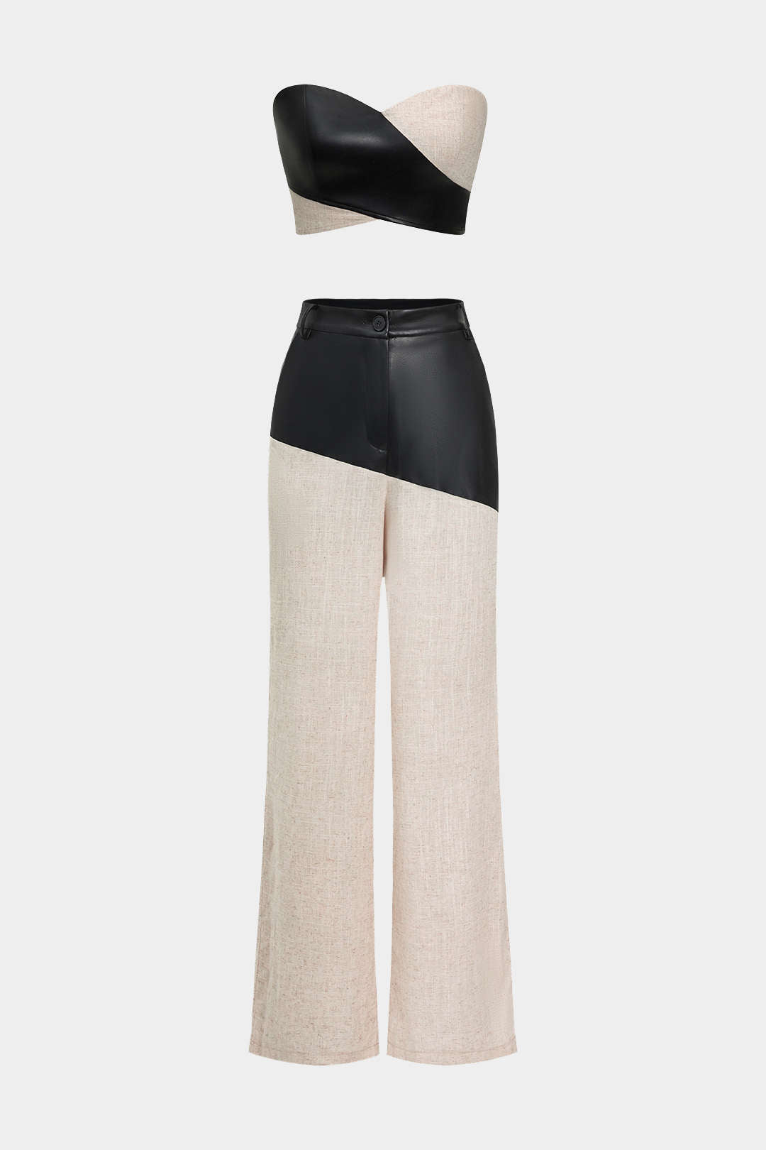"Contrast Zipper Tube Top"