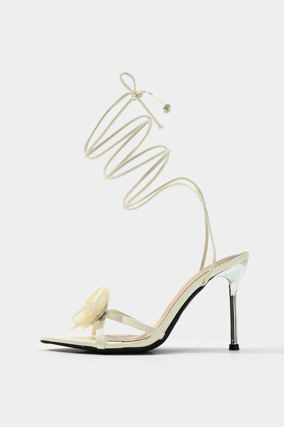 "3D Floral Tie-Up Heels"