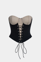 "Contrast Tie-Up Corset Tube Top"
